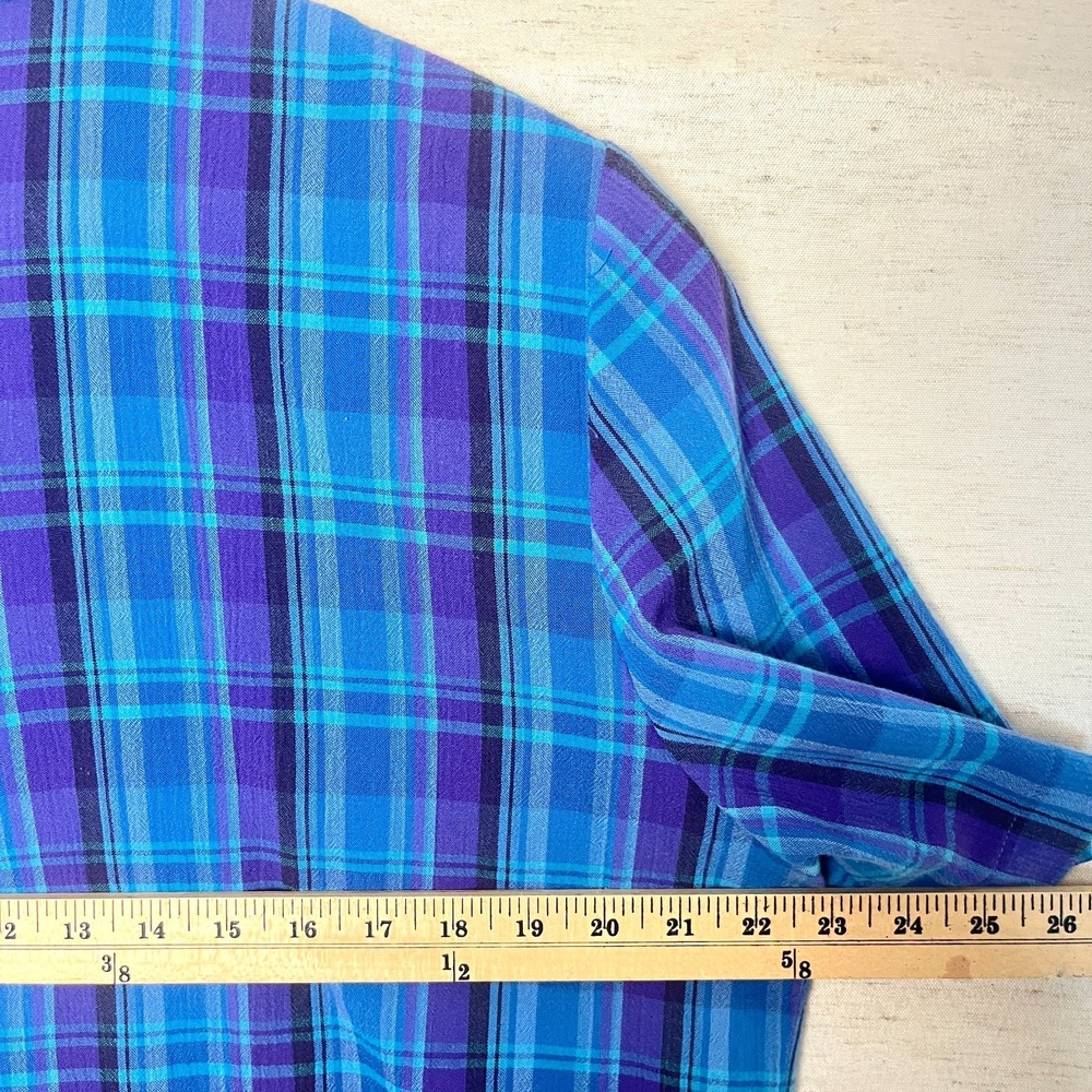 Vintage TanJay Top Button Up Short Plaid Sz 14 90s prairie cottagecore farmhouse - Picture 4 of 5
